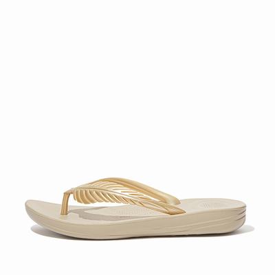 Fitflop Women's IQUSHION Feather Flip Flops - Brown/Gold, RP1270389
